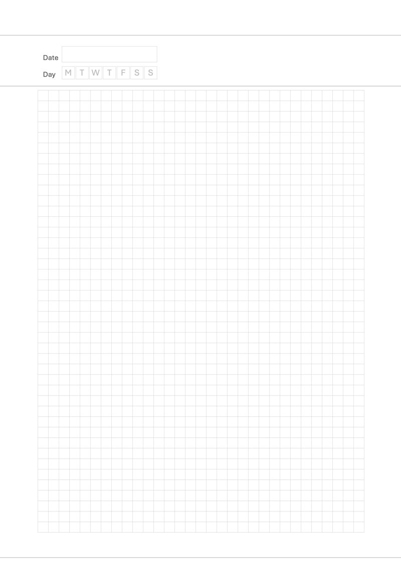 Shinka right page: grid for notes and free-form thinking